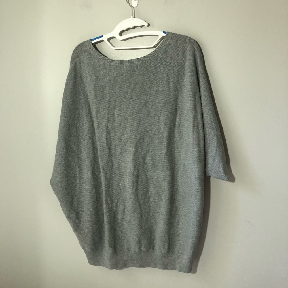Quince lightweight cotton cashmere link stitch dolman sweater Heather grey XL - Picture 3 of 11